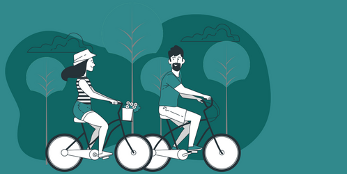 l'illustration montre deux personnes qui font du vélo